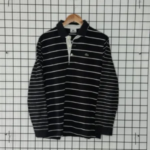 Lacoste Koszulka Polo Rugby w Paski Długi Rękaw XL Vintage - zdjęcie 2
