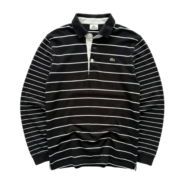 Lacoste Koszulka Polo Rugby w Paski Długi Rękaw XL Vintage - widok ogólny przód vintage