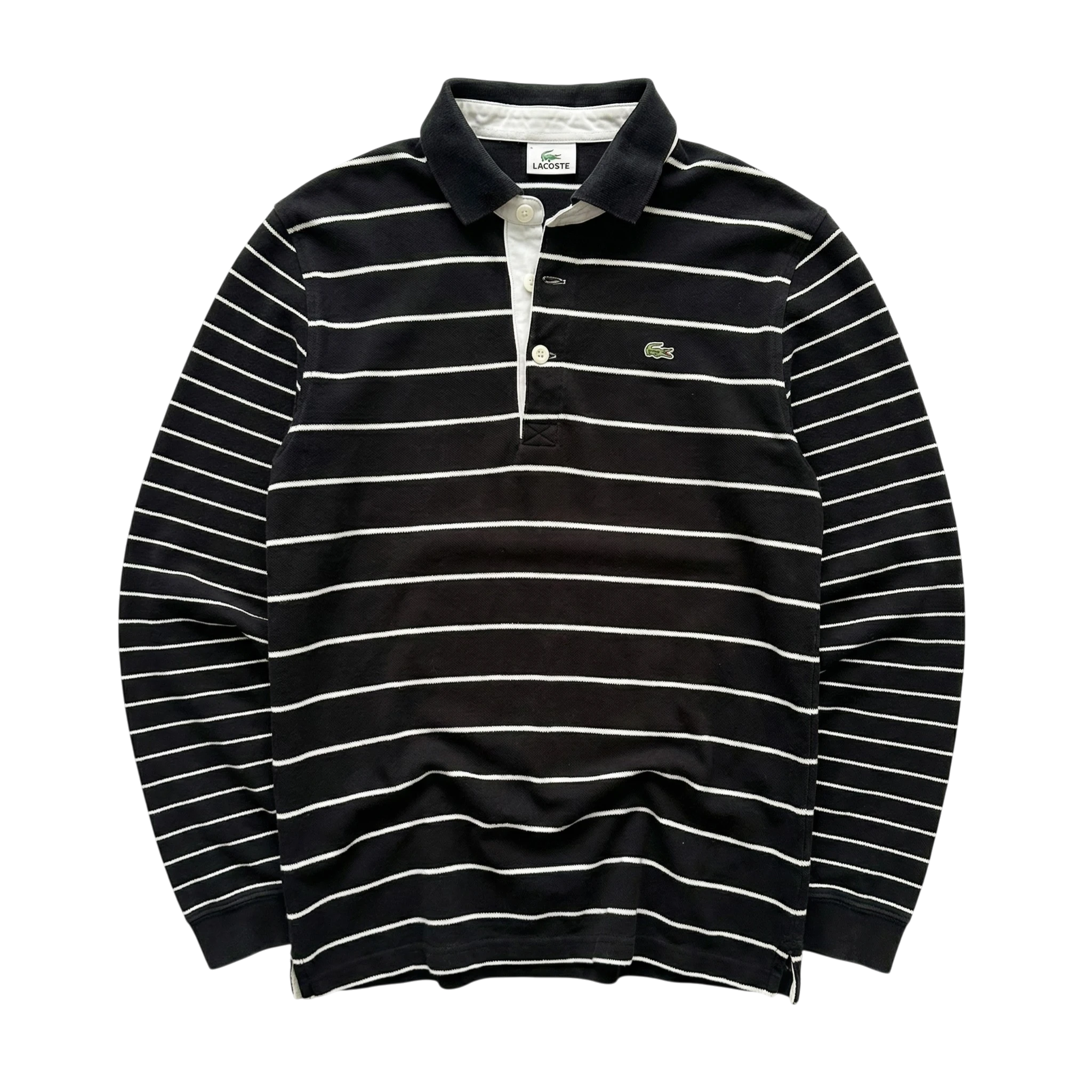 Lacoste Koszulka Polo Rugby w Paski Długi Rękaw XL Vintage - widok ogólny przód vintage