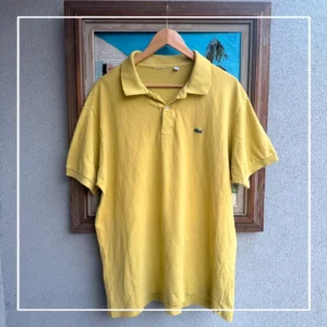 Lacoste Koszulka Polo Żółta XXXL Vintage Streetwear - zdjęcie 2