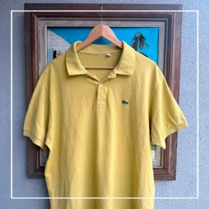 Lacoste Koszulka Polo Żółta XXXL Vintage Streetwear - zdjęcie 3