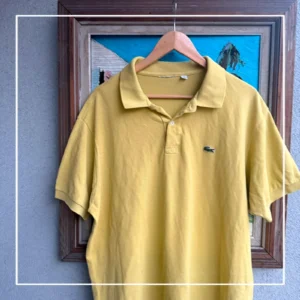 Lacoste Koszulka Polo Żółta XXXL Vintage Streetwear - zdjęcie 4