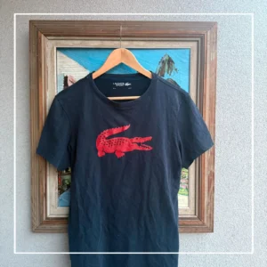 Lacoste Koszulka z Nadrukiem Navy L Vintage Streetwear - zdjęcie 4