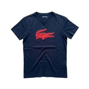 Lacoste Koszulka z Nadrukiem Navy L Vintage Streetwear - widok ogólny przód vintage