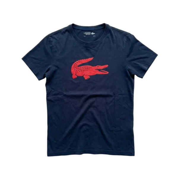 Lacoste Koszulka z Nadrukiem Navy L Vintage Streetwear - widok ogólny przód vintage