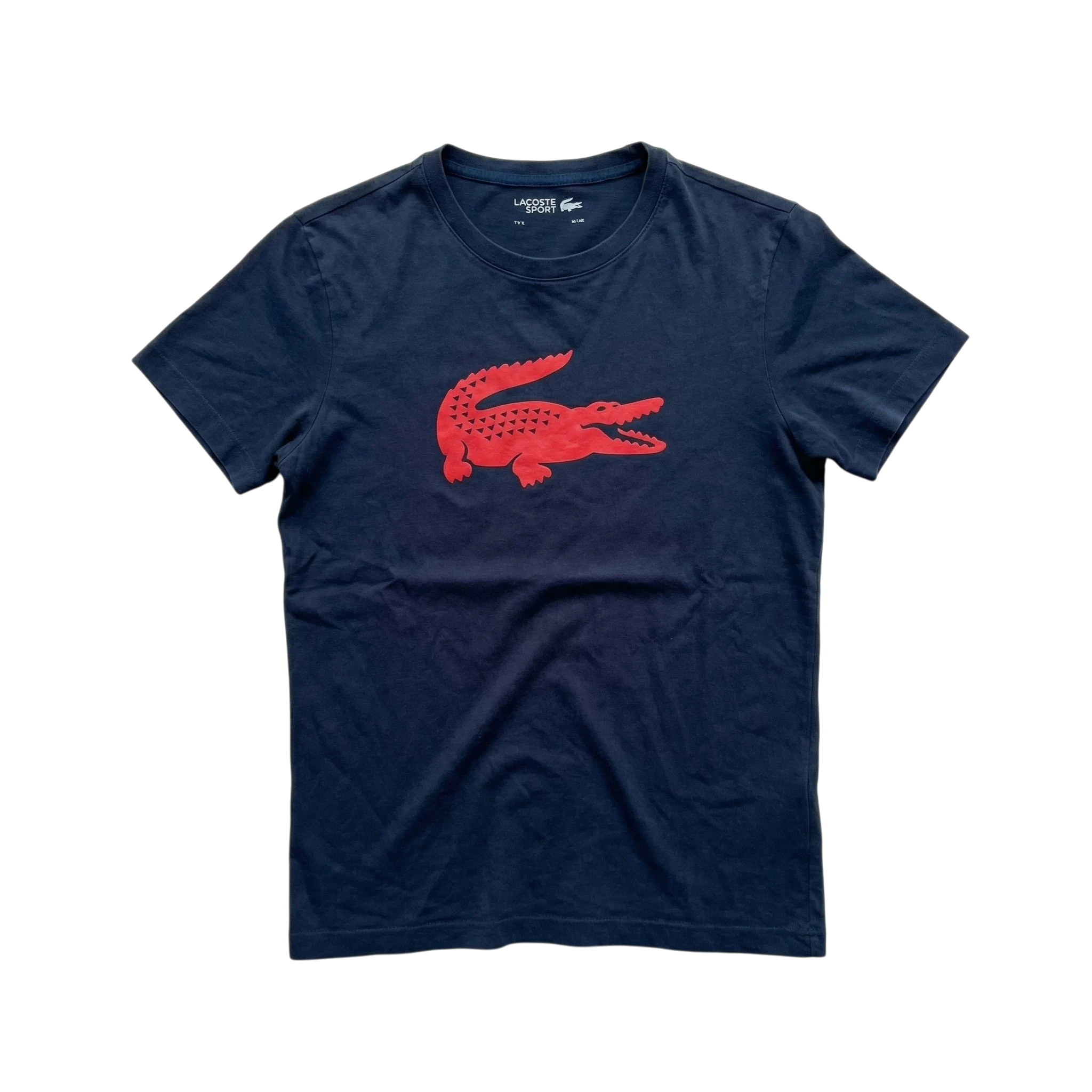 Lacoste Koszulka z Nadrukiem Navy L Vintage Streetwear - widok ogólny przód vintage