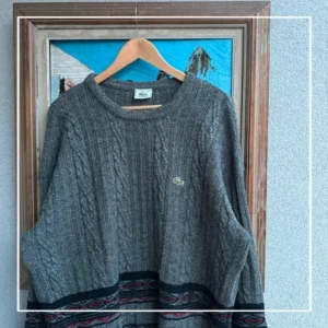 Lacoste Sweter Pleciony XXL Vintage Streetwear Retro - zdjęcie 4