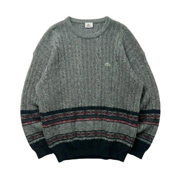 Lacoste Sweter Pleciony XXL Vintage Streetwear Retro - widok ogólny przód vintage
