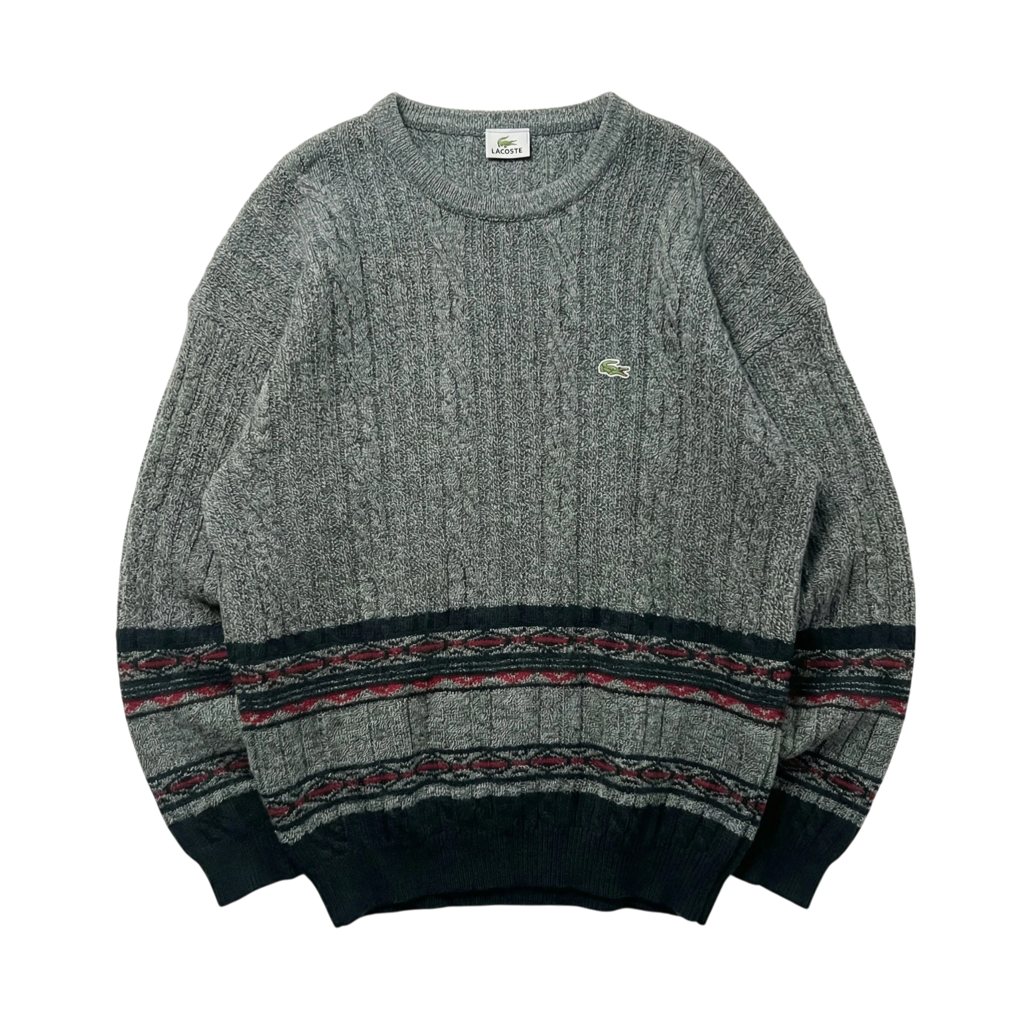 Lacoste Sweter Pleciony XXL Vintage Streetwear Retro - widok ogólny przód vintage