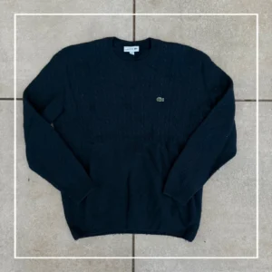 Lacoste Sweter Wełniany Granatowy XL Vintage Streetwear - zdjęcie 2