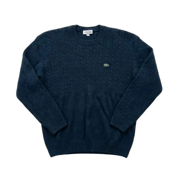 Lacoste Sweter Wełniany Granatowy XL Vintage Streetwear - widok ogólny przód vintage