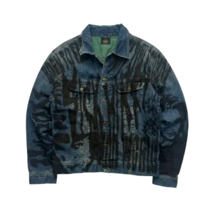 Lee Kurtka Jeansowa Custom Art XXL Vintage Streetwear - widok ogólny przód vintage