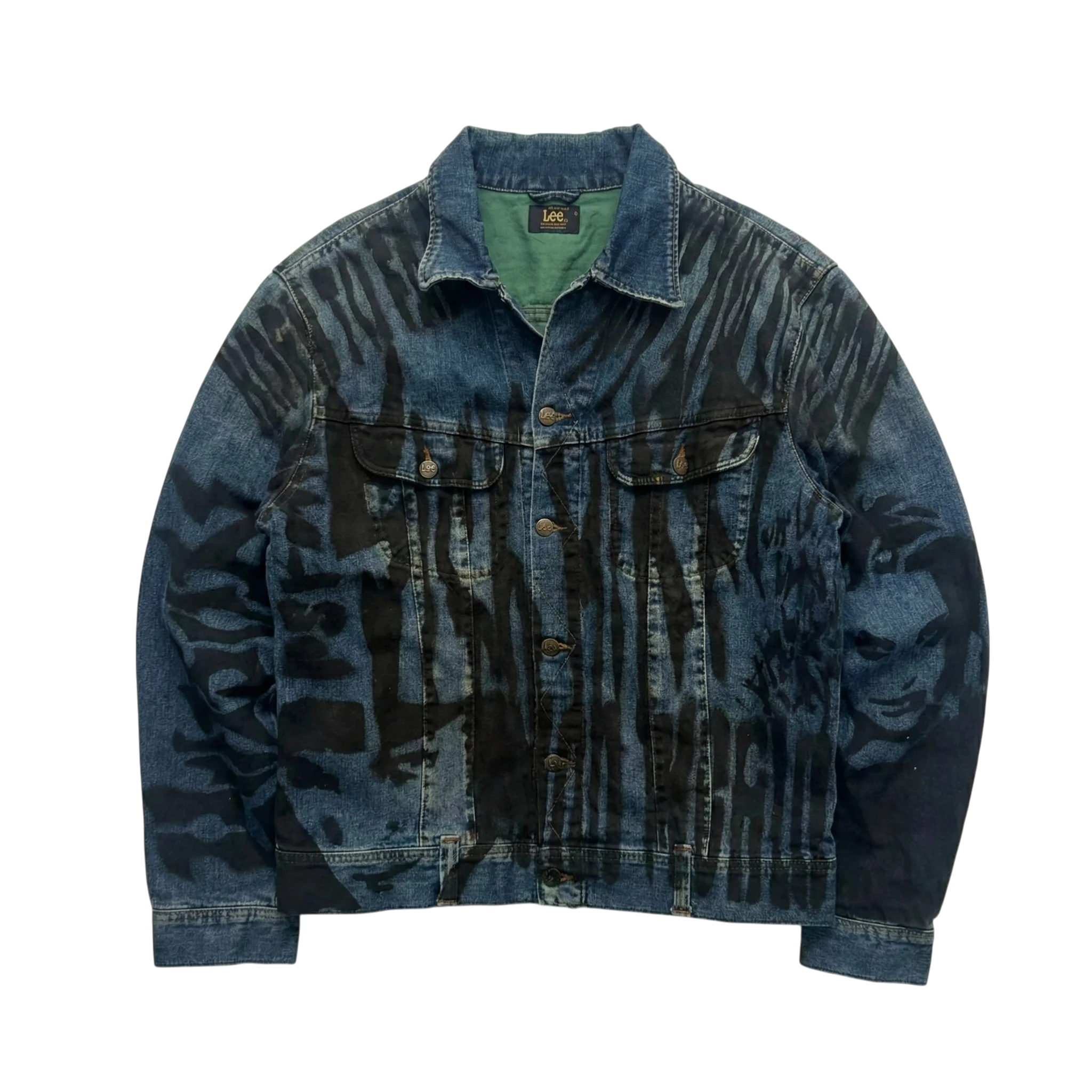 Lee Kurtka Jeansowa Custom Art XXL Vintage Streetwear - widok ogólny przód vintage