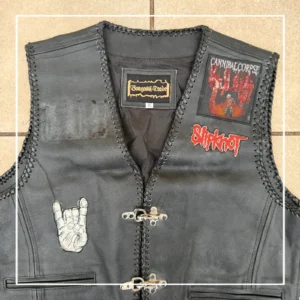 Metal Kamizelka Skórzana Rock Naszywki XXL Vintage - zdjęcie 3