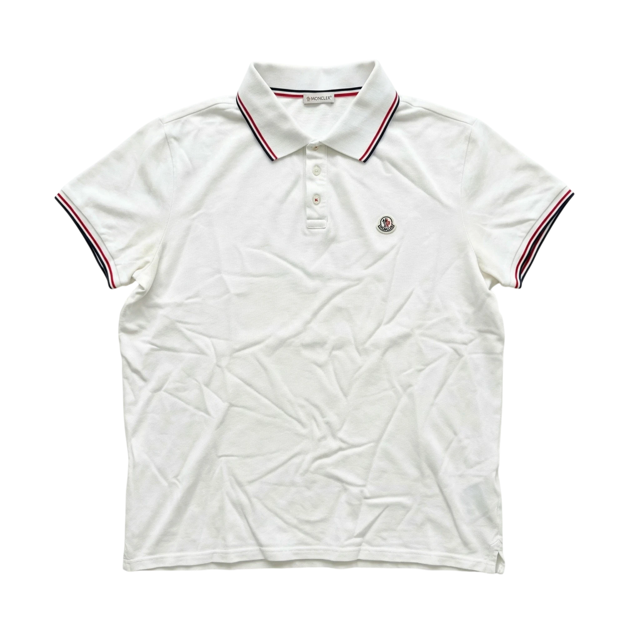 Moncler Koszulka Polo Biała XL Vintage Streetwear - widok ogólny przód vintage