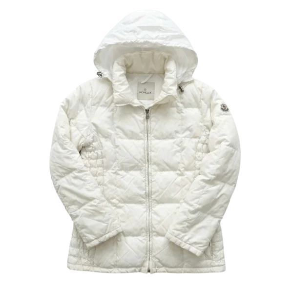 Moncler Kurtka Parka Puchowa Biała L Vintage Streetwear - widok ogólny przód vintage