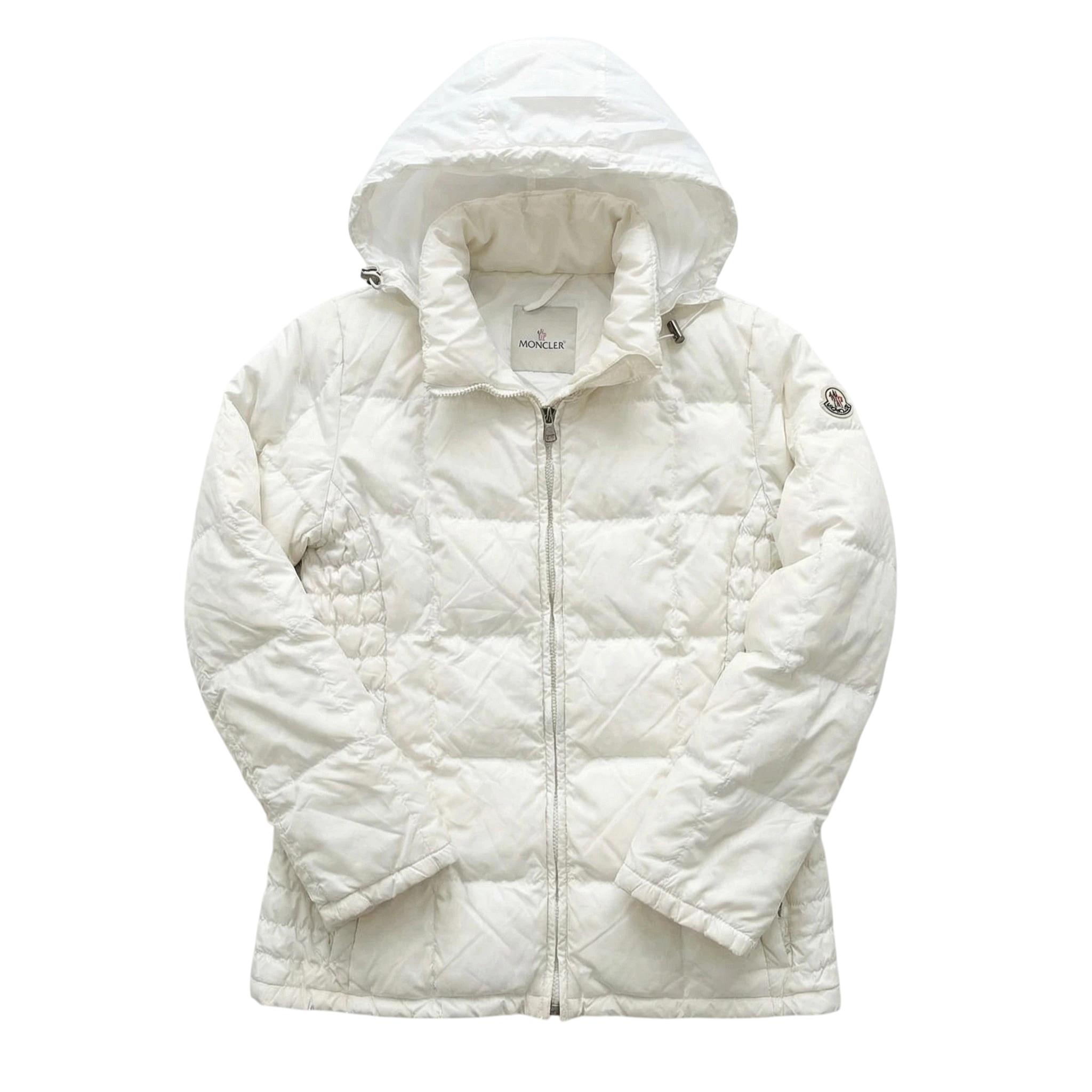 Moncler Kurtka Parka Puchowa Biała L Vintage Streetwear - widok ogólny przód vintage