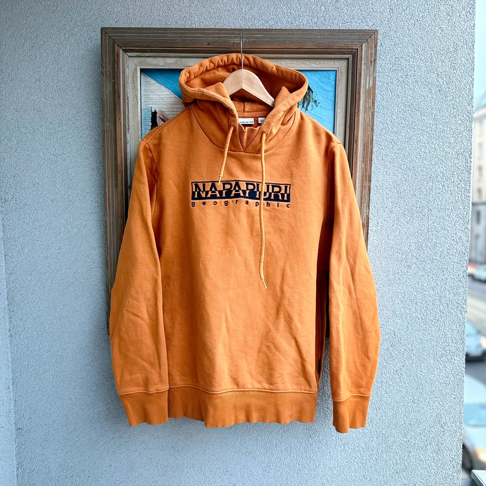 Napapijri Bluza z Kapturem Hoodie L Vintage Streetwear - widok ogólny przód vintage