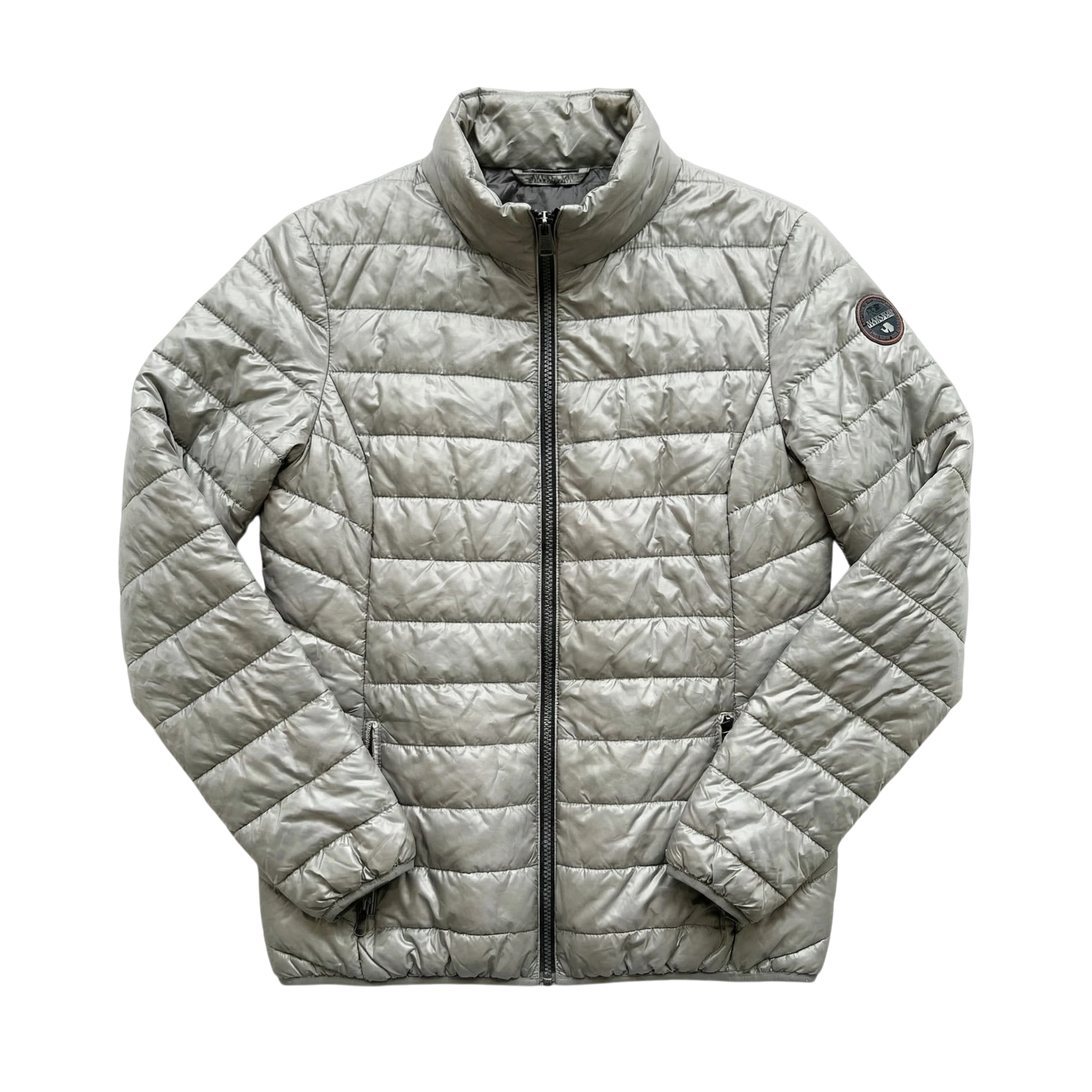 Napapijri Kurtka Puchowa Srebrna L Vintage Streetwear - widok ogólny przód vintage