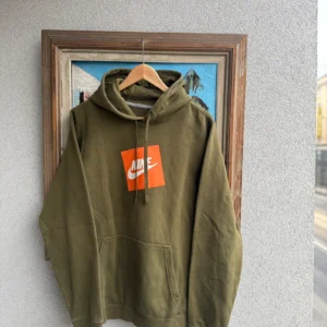 Nike Bluza Hoodie Khaki Swoosh L Vintage Streetwear - zdjęcie 4