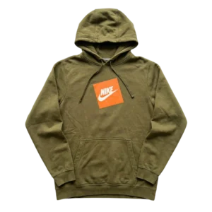 Nike Bluza Hoodie Khaki Swoosh L Vintage Streetwear - widok ogólny przód vintage