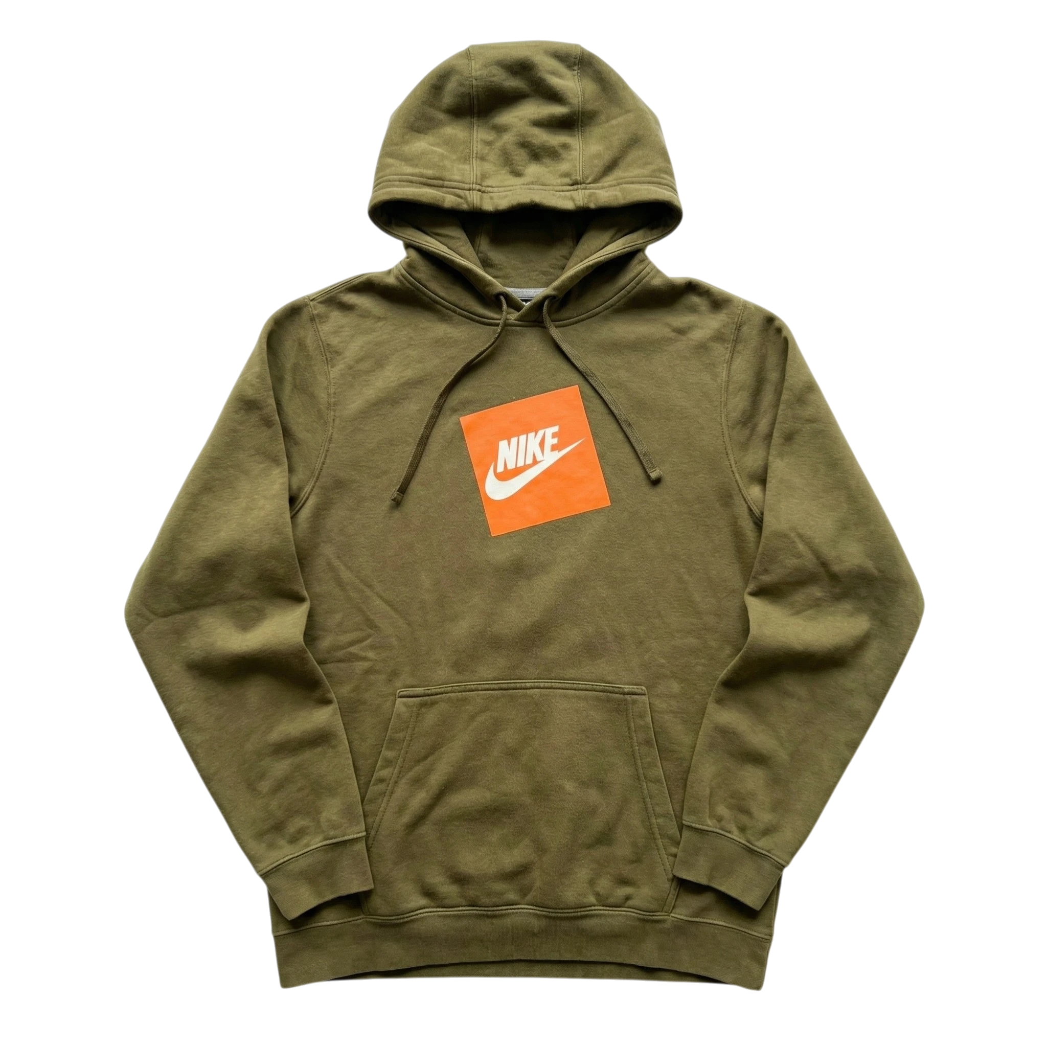 Nike Bluza Hoodie Khaki Swoosh L Vintage Streetwear - widok ogólny przód vintage