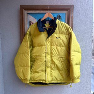 Nike Kurtka Puchowa Żółta M Vintage Streetwear - zdjęcie 2