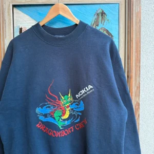 Nokia Bluza Granatowa Nadruk XL Vintage Streetwear - zdjęcie 4