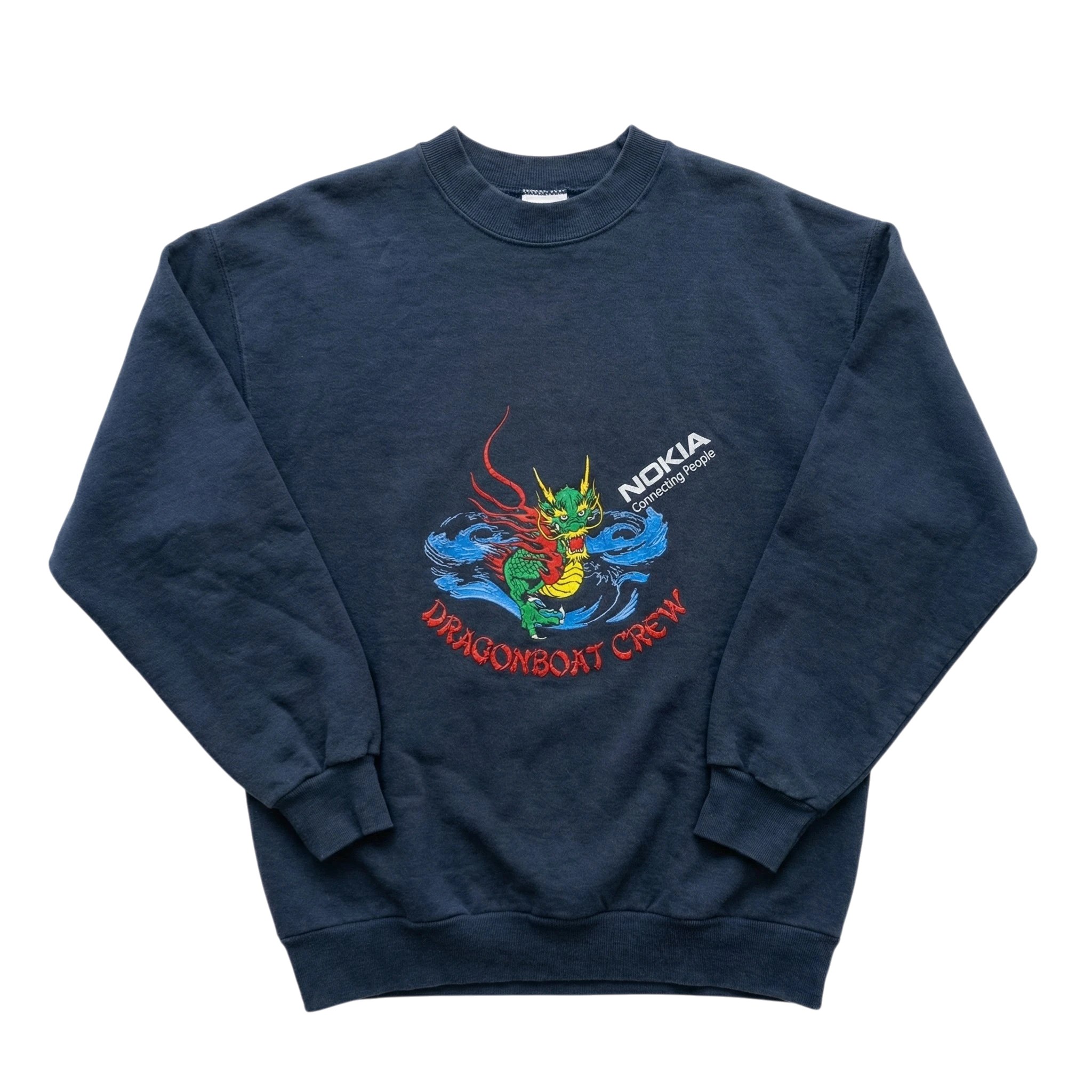 Nokia Bluza Granatowa Nadruk XL Vintage Streetwear - widok ogólny przód vintage