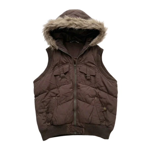 Opium Kamizelka Ocieplana z Futrem XL Vintage Streetwear - widok ogólny przód vintage