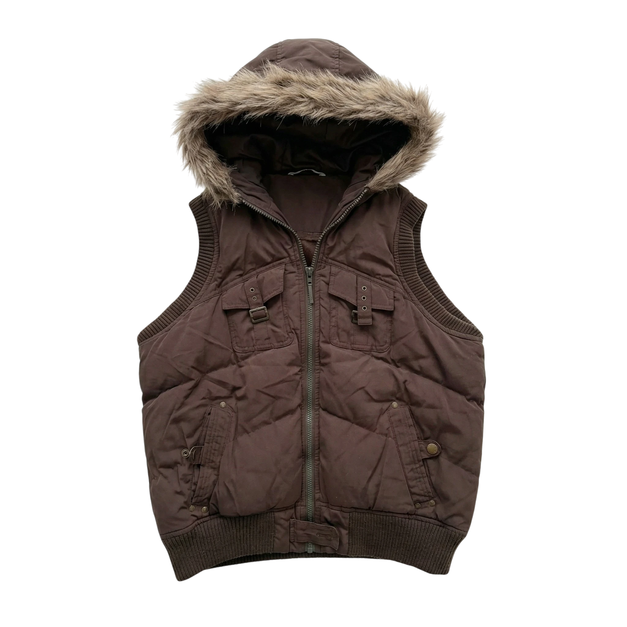 Opium Kamizelka Ocieplana z Futrem XL Vintage Streetwear - widok ogólny przód vintage