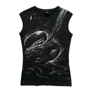 Opium Koszulka Bezrękawnik ze Smokiem L Vintage Streetwear - widok ogólny przód vintage