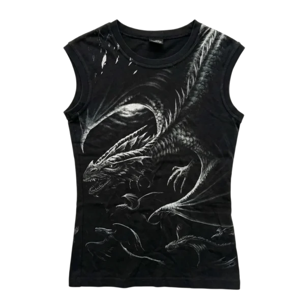 Opium Koszulka Bezrękawnik ze Smokiem L Vintage Streetwear - widok ogólny przód vintage