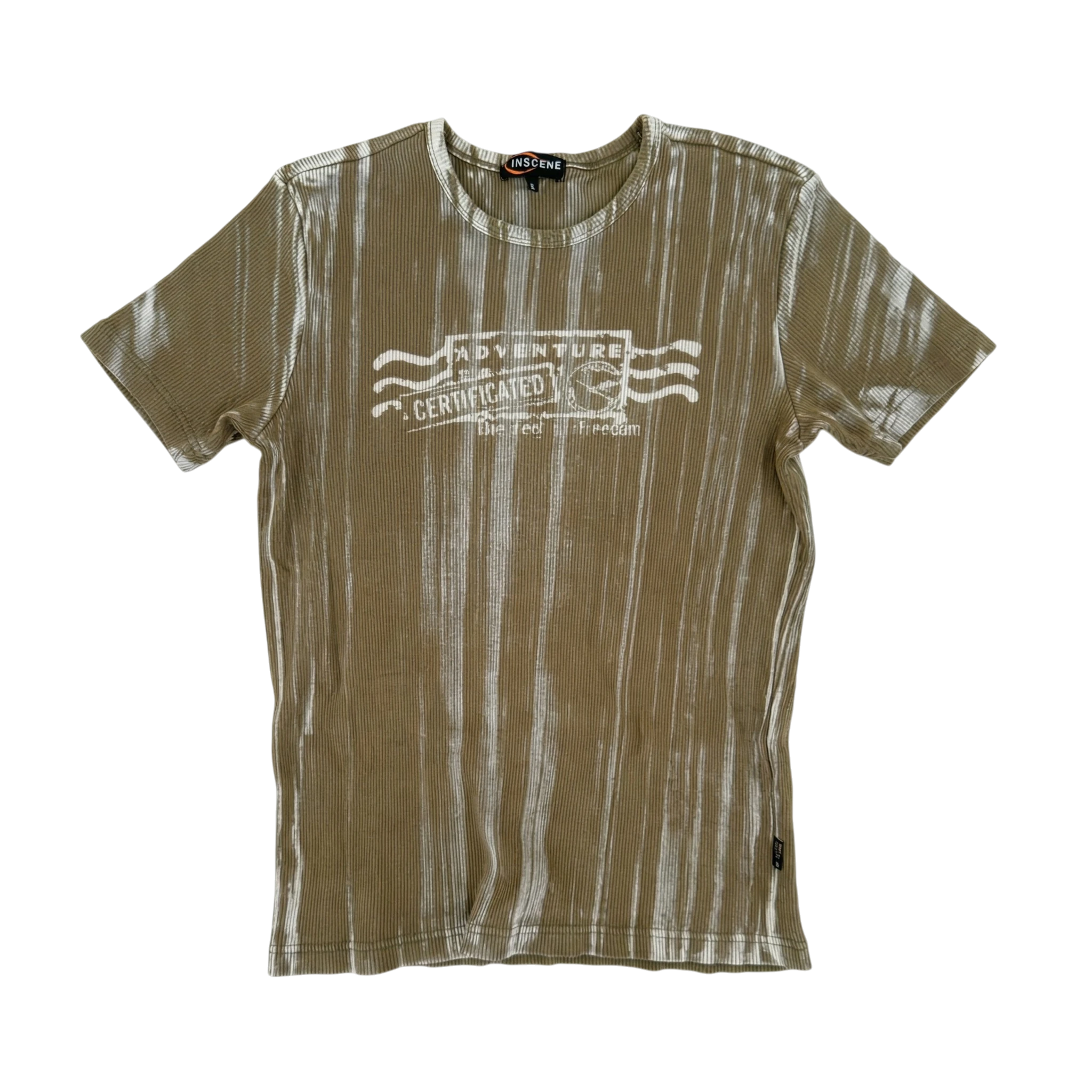 Opium Koszulka Ribbed Khaki L Vintage Streetwear Retro - widok ogólny przód vintage