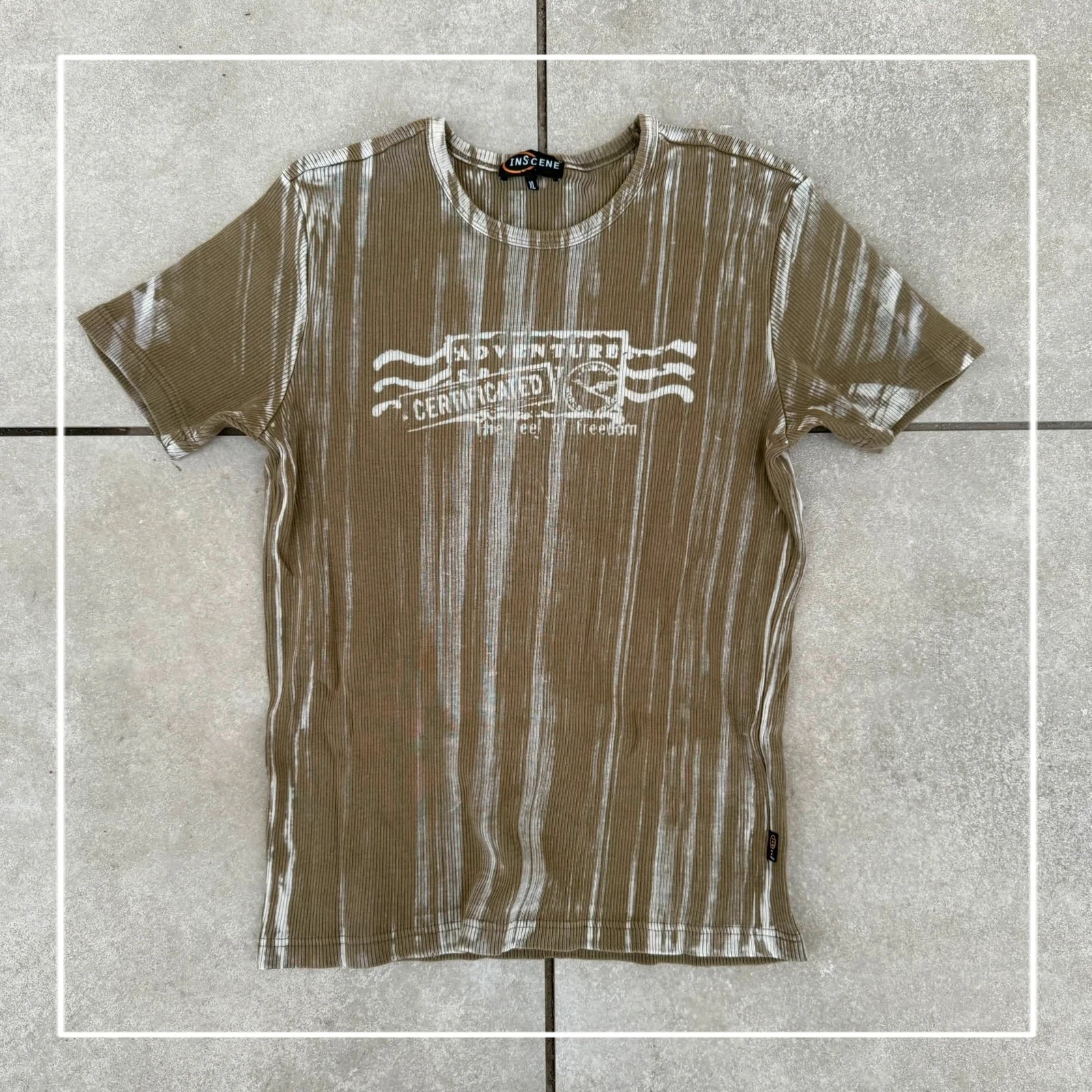 Opium Koszulka Ribbed Khaki L Vintage Streetwear Retro - widok ogólny przód vintage