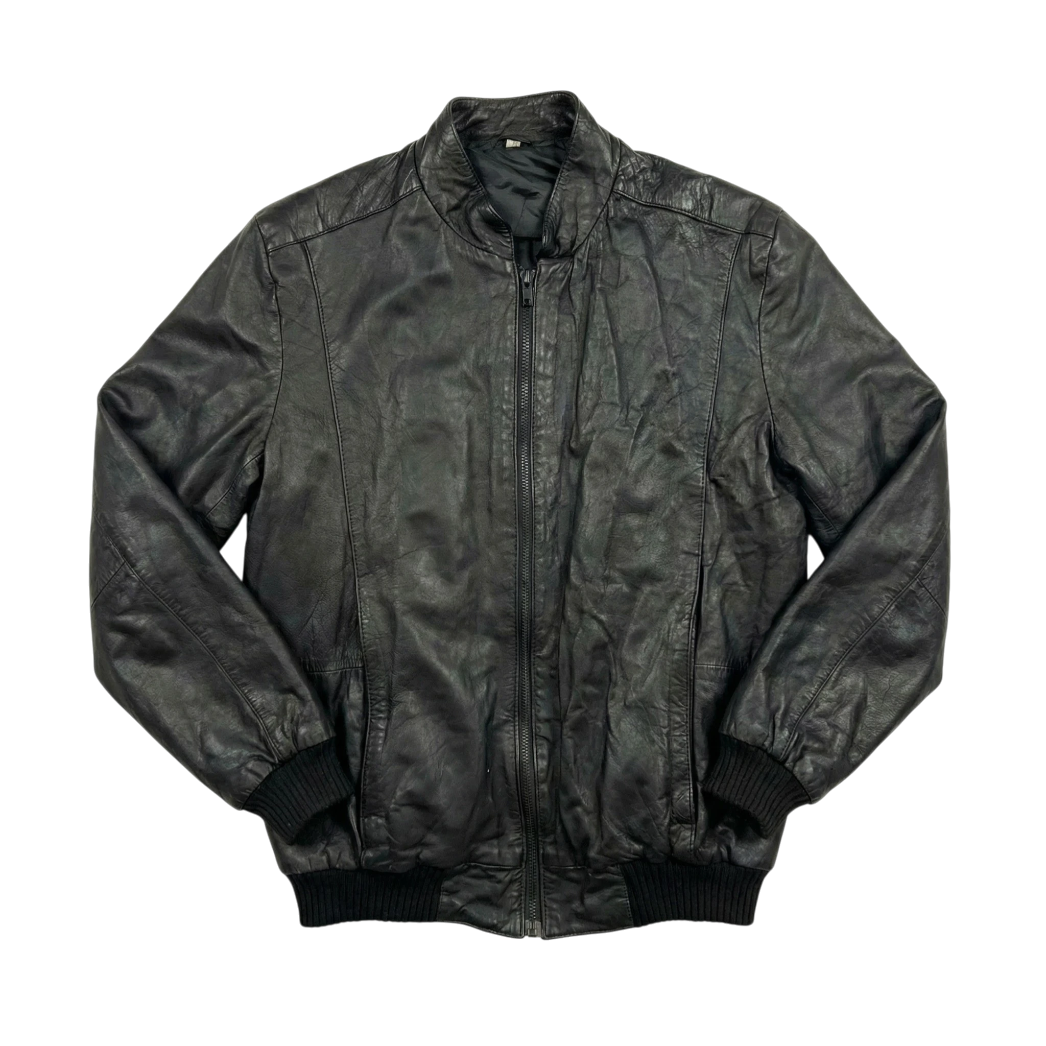 Opium Kurtka Skórzana Fitted M Vintage Streetwear Czarna - widok ogólny przód vintage