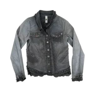 Opium Kurtka Szara 90s Goth XXXS Vintage Streetwear - widok ogólny przód vintage