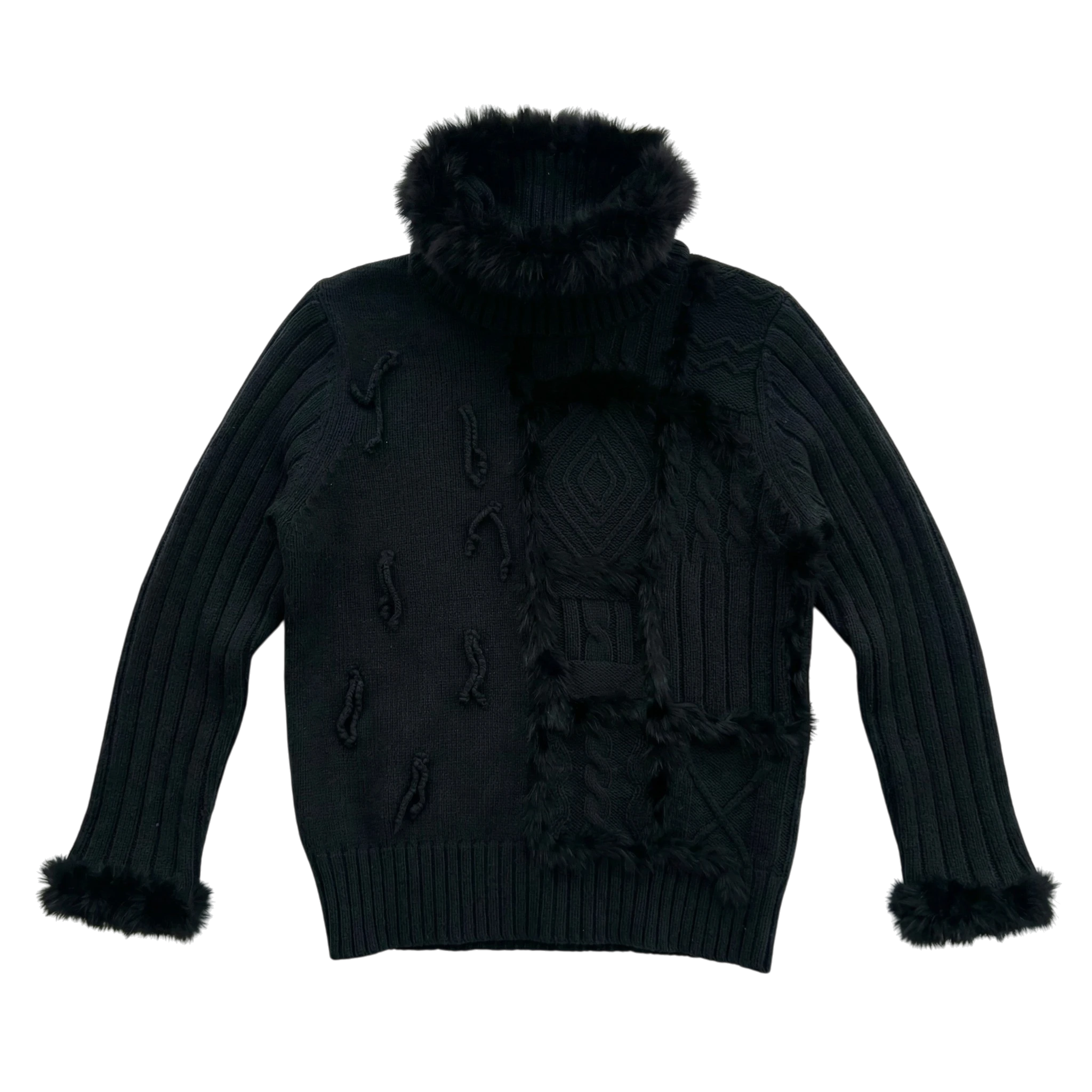 Opium Sweter Czarny Grunge XXXS Vintage Streetwear - widok ogólny przód vintage
