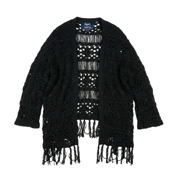 Opium Sweter Pleciony Czarny L Vintage Streetwear - widok ogólny przód vintage