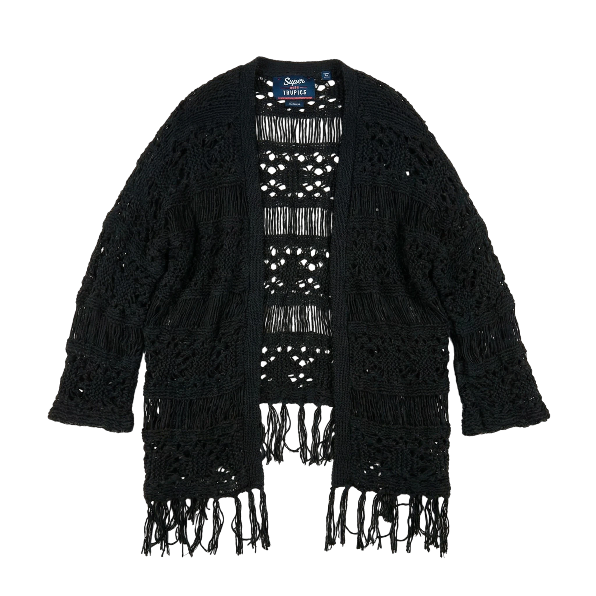 Opium Sweter Pleciony Czarny L Vintage Streetwear - widok ogólny przód vintage