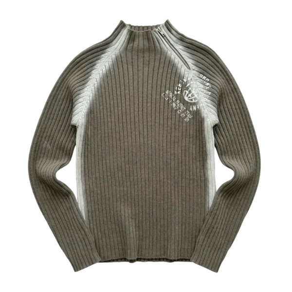 Opium Sweter Ribbed Szary L Vintage Streetwear retro - widok ogólny przód vintage