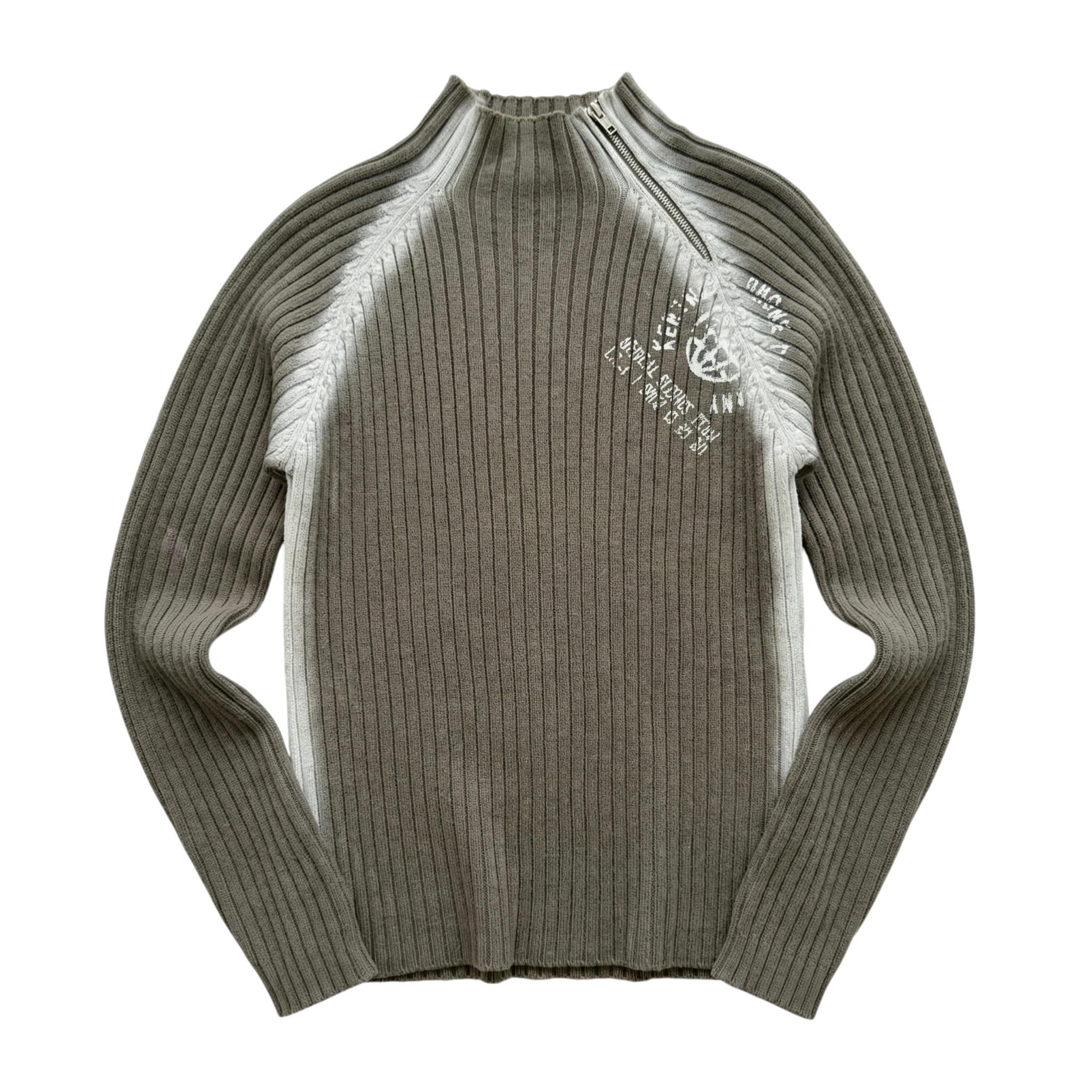 Opium Sweter Ribbed Szary L Vintage Streetwear retro - widok ogólny przód vintage