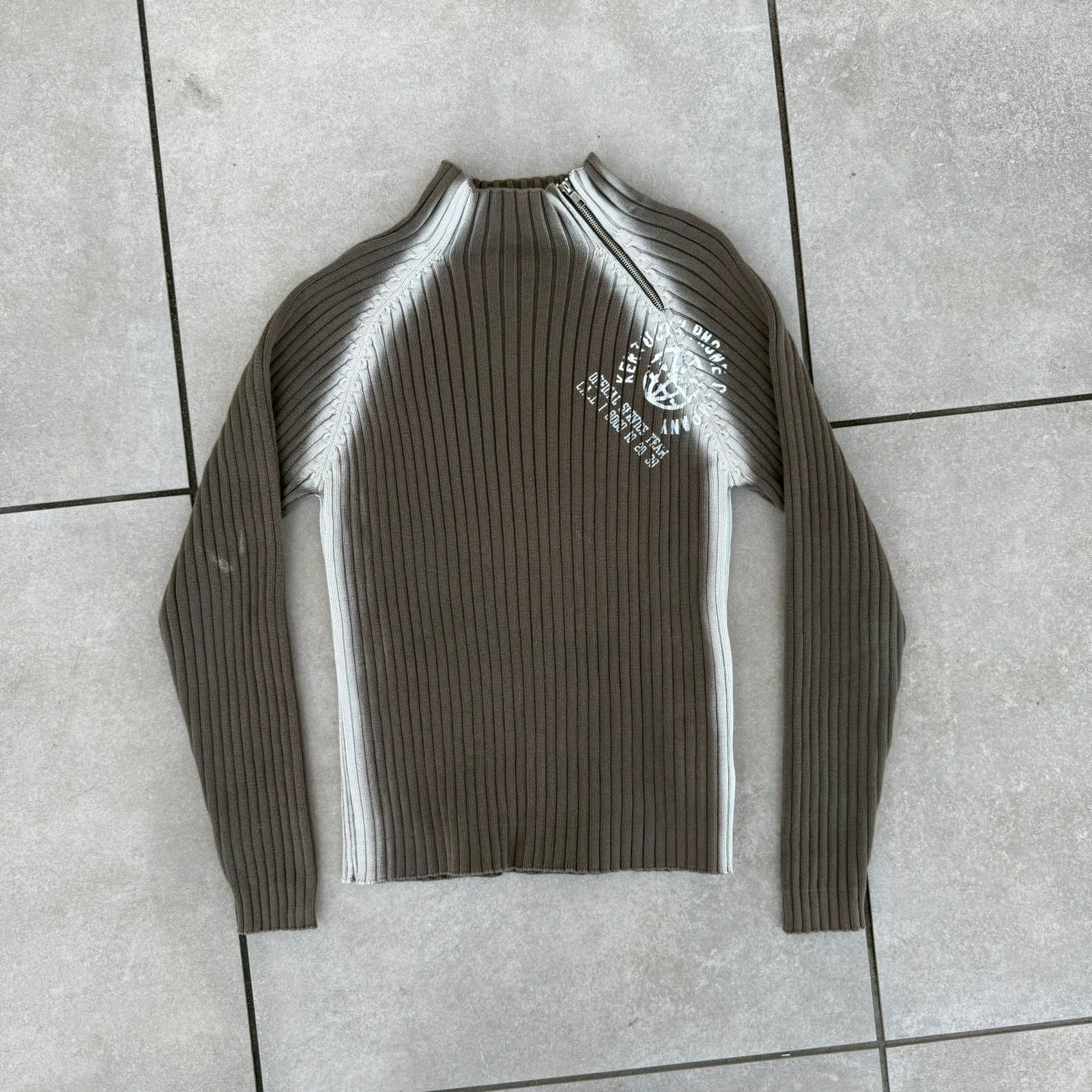 Opium Sweter Ribbed Szary L Vintage Streetwear retro - widok ogólny przód vintage