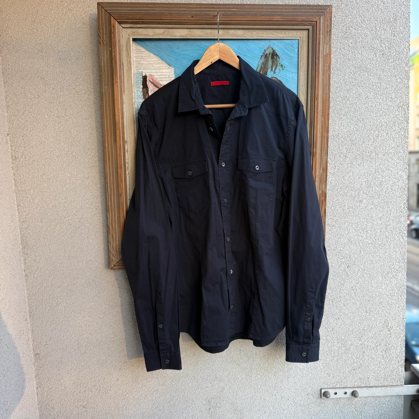 Prada Koszula Granatowa L Vintage Streetwear Retro - widok ogólny przód vintage