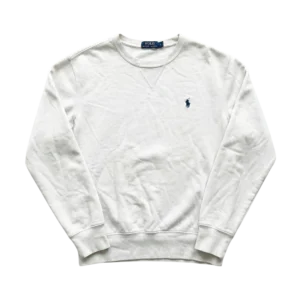 Ralph Lauren Bluza Crewneck Biała M Vintage Streetwear - widok ogólny przód vintage