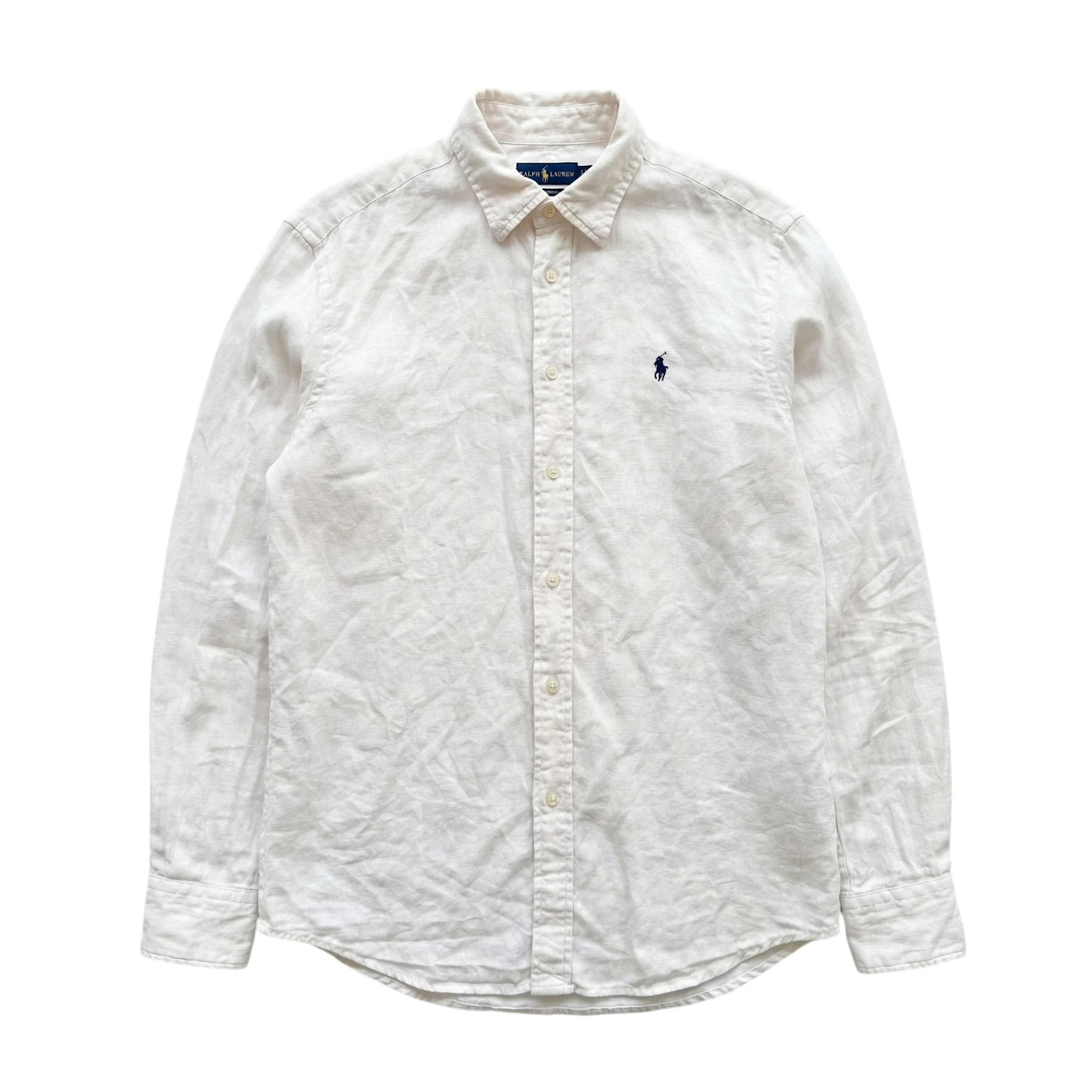 Ralph Lauren Koszula Lniana Biała L Vintage Streetwear - widok ogólny przód vintage