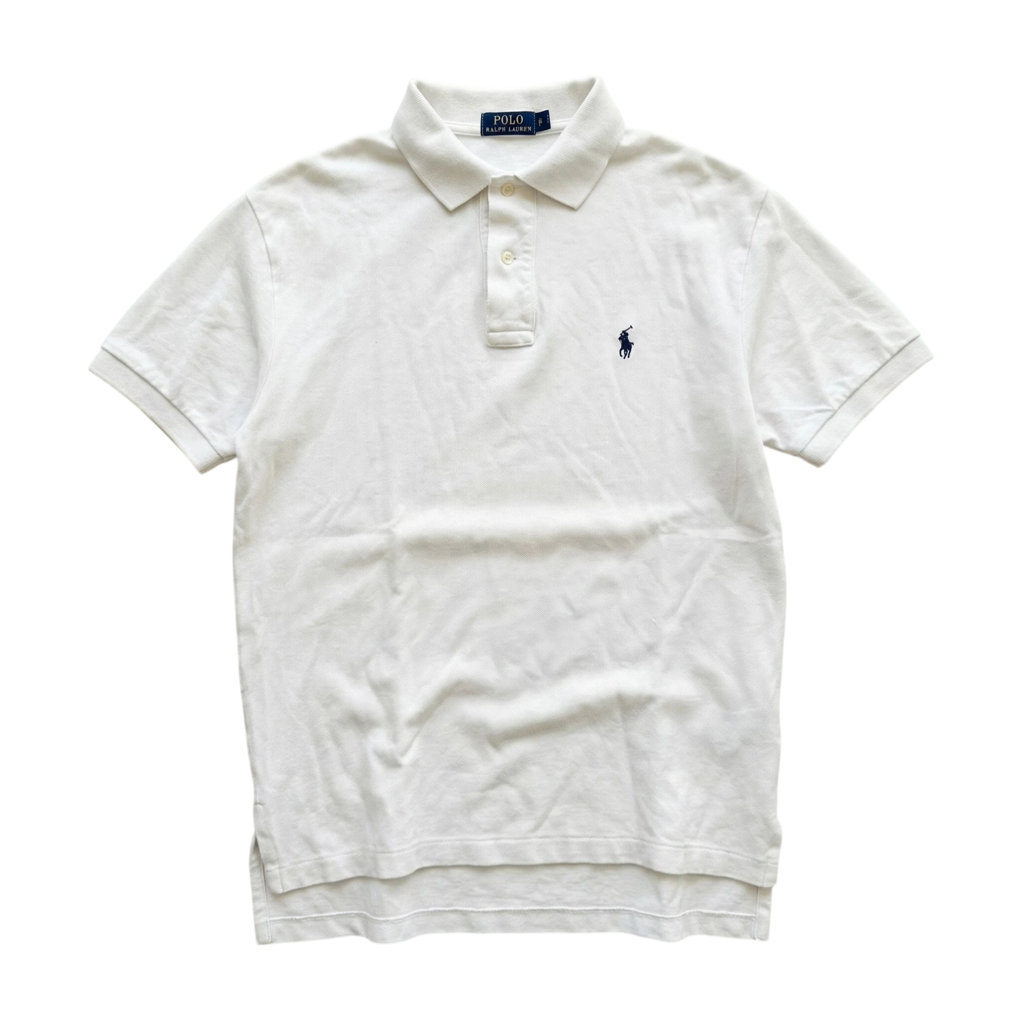 Ralph Lauren Koszulka Polo Biała L Vintage Streetwear - widok ogólny przód vintage