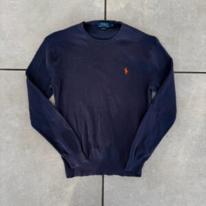 Ralph Lauren Sweter Granatowy z Haftem M Vintage Streetwear - zdjęcie 2