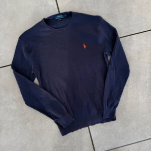 Ralph Lauren Sweter Granatowy z Haftem M Vintage Streetwear - zdjęcie 3