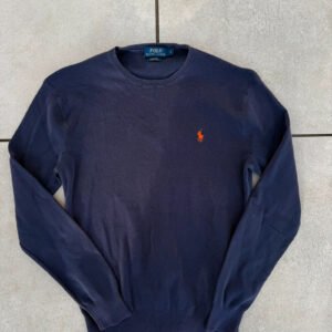 Ralph Lauren Sweter Granatowy z Haftem M Vintage Streetwear - zdjęcie 4